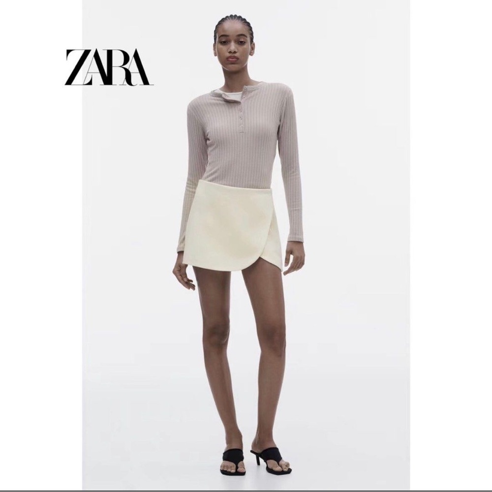 Zara Asymmetrical Rounded Hem Wrap Skort